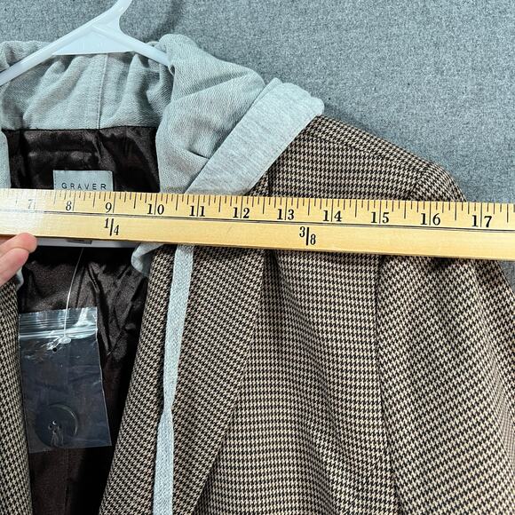 GRAVER Susan Graver Petite Yarn-Dyed Blazer w/ Hood Chocolate Size Petite Large - Picture 7 of 13